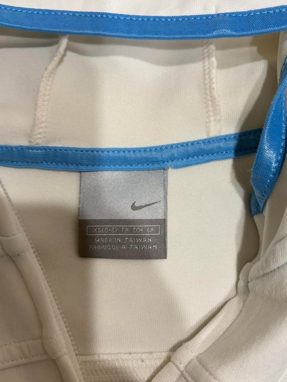 Nike White womens Zip Hoodie with Light Blue Stripe - Picture 3 of 4